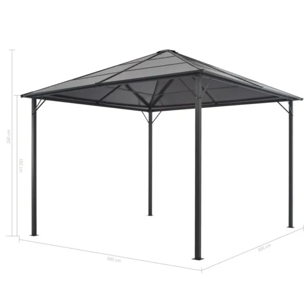 Altana ogrodowa z zadaszeniem, aluminiowa, 3 x 3 m, czarna - obrazek 5