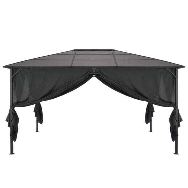 Altana ogrodowa z zasłonami, aluminiowa, 4 x 3 x 2,6 m, czarna - obrazek 2