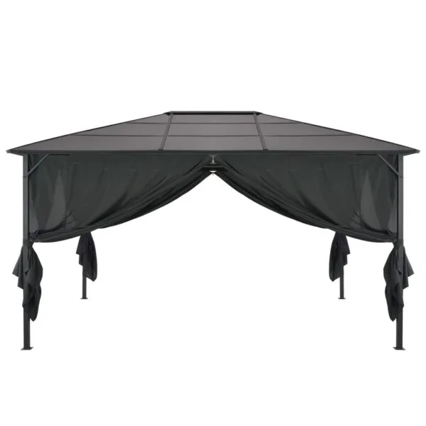 Altana ogrodowa z zasłonami, aluminiowa, 4 x 3 x 2,6 m, czarna - obrazek 2