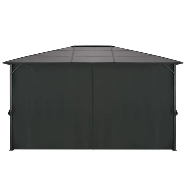Altana ogrodowa z zasłonami, aluminiowa, 4 x 3 x 2,6 m, czarna - obrazek 3