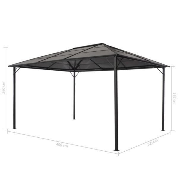 Altana ogrodowa z zadaszeniem, aluminiowa 4 x 3 x 2,6 m, czarna - obrazek 5