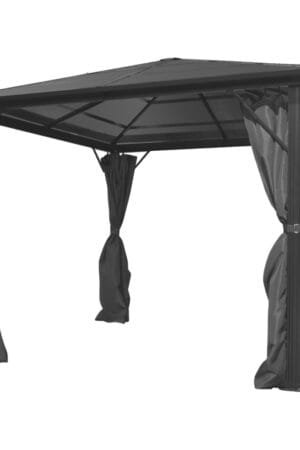 Altana ogrodowa z zasłonami, antracytowa, aluminium, 300x300 cm