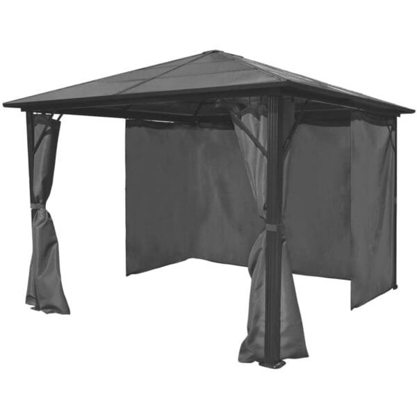 Altana ogrodowa z zasłonami, antracytowa, aluminium, 300x300 cm - obrazek 2