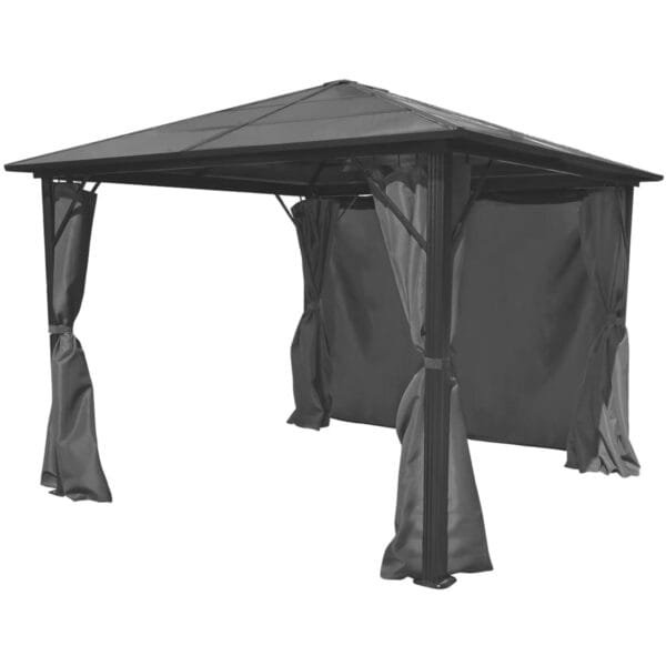 Altana ogrodowa z zasłonami, antracytowa, aluminium, 300x300 cm - obrazek 3