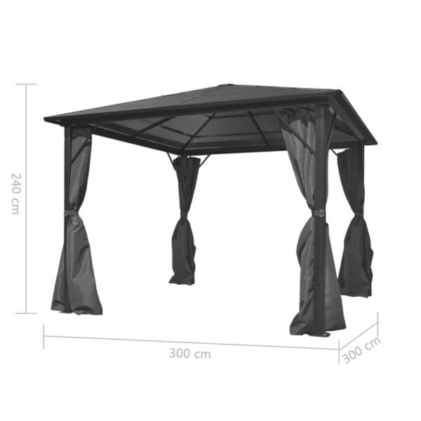 Altana ogrodowa z zasłonami, antracytowa, aluminium, 300x300 cm - obrazek 5