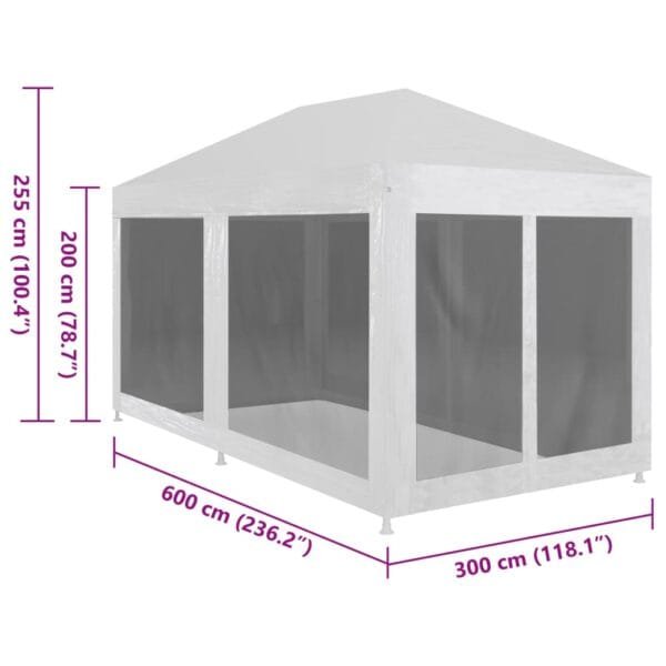 Namiot imprezowy z 6 siatkowymi ściankami, 6x3 m - obrazek 5