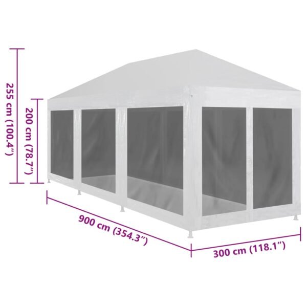 Namiot imprezowy z 8 siatkowymi ściankami, 9 x 3 m - obrazek 6
