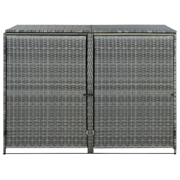 Osłona na 2 kosze na śmieci, rattan PE, antracyt, 148x77x111 cm - obrazek 2
