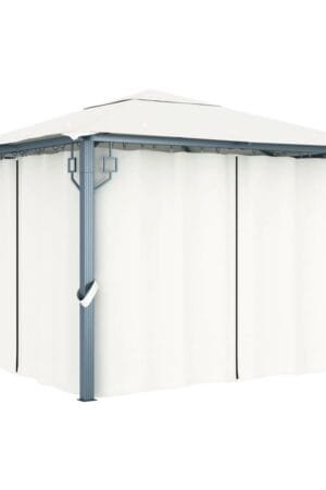 Altana ogrodowa z zasłonami, 300 x 300 cm, kremowa, aluminium