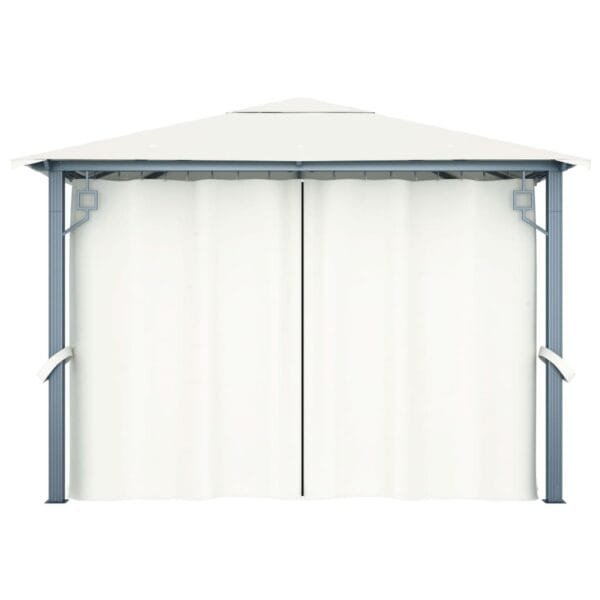 Altana ogrodowa z zasłonami, 300 x 300 cm, kremowa, aluminium - obrazek 5