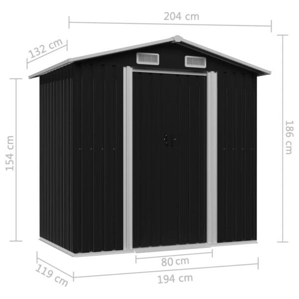Domek ogrodowy, szopa, antracytowa, stalowa, 204x132x186 cm - obrazek 8