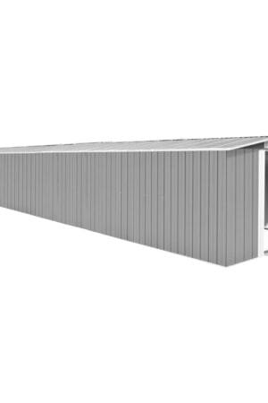Domek ogrodowy, szopa, szara, 257x990x181 cm, stal galwanizowana