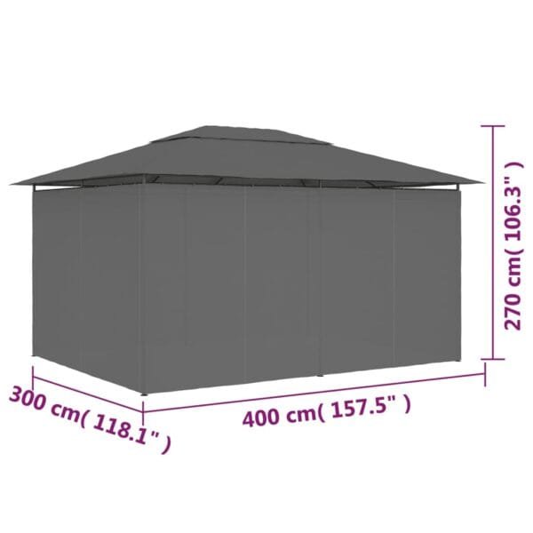Namiot ogrodowy z zasłonami, 4 x 3 m, antracytowy - obrazek 9