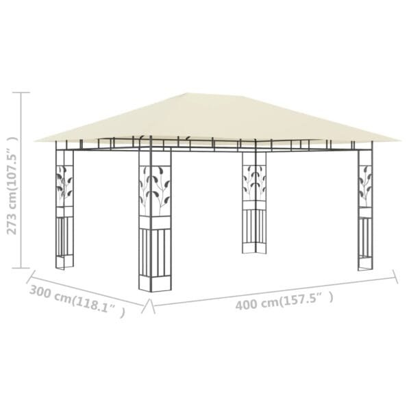 Altana ogrodowa z moskitierą, 4x3x2,73 m, kremowa, 180 g/m² - obrazek 6