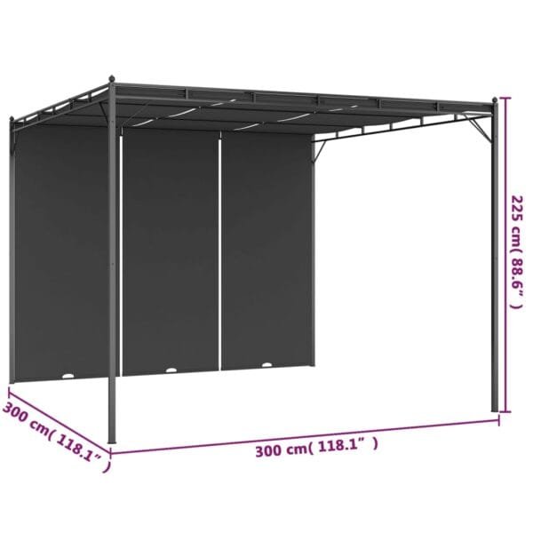 Altana ogrodowa z zasłoną boczną, 3 x 3 x 2,25 m, antracytowa - obrazek 8
