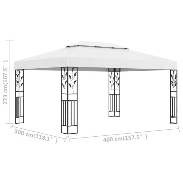 Altana z podwójnym dachem, 3x4 m, biała - obrazek 6