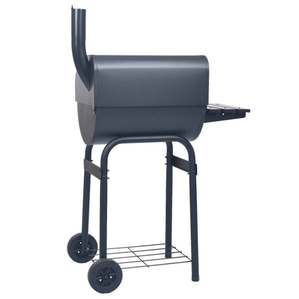 Grill ogrodowy z wędzarnią i dolną półką, czarny - obrazek 4