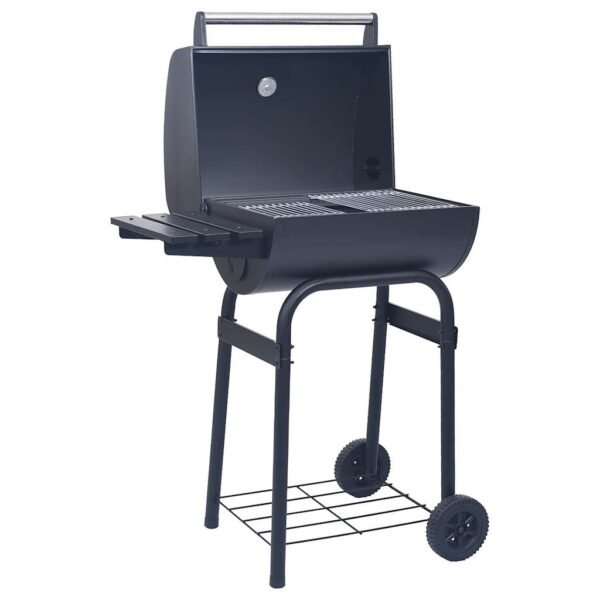 Grill ogrodowy z wędzarnią i dolną półką, czarny - obrazek 5