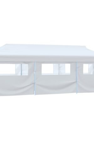 Składany namiot z 8 ścianami bocznymi, 3 x 9 m, biały