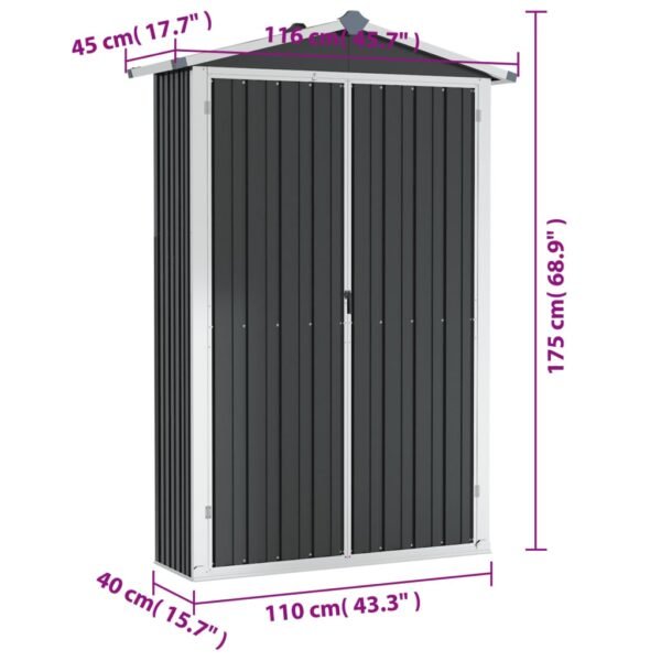 Domek ogrodowy, szopa, antracyt, 116x45x175 cm, stal galwanizowana - obrazek 8