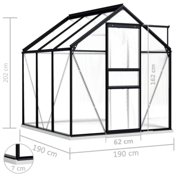 Szklarnia z ramą, antracytowa, aluminium, 3,61 m² - obrazek 6