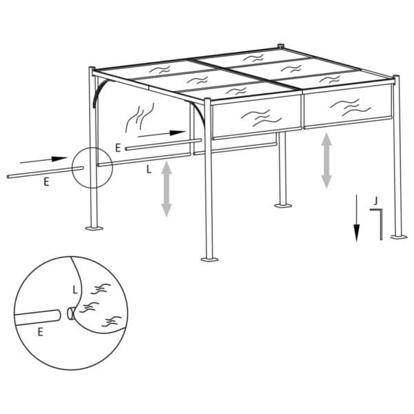 Pergola ogrodowa z chowanym dachem, 3x3 cm, antracytowa - obrazek 6