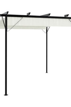 Pergola ze zwijanym dachem, śmietankowa, 3x3 m, stalowa