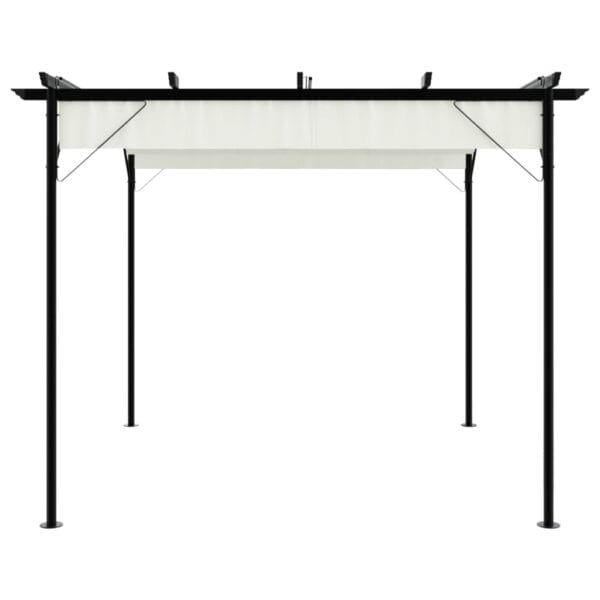 Pergola ze zwijanym dachem, śmietankowa, 3x3 m, stalowa - obrazek 3