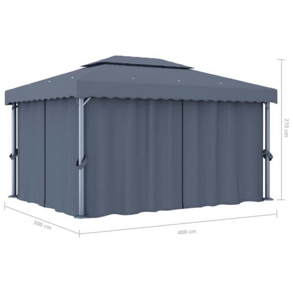 Altana ogrodowa z zasłonami, 4 x 3 m, antracytowa, aluminium - obrazek 7