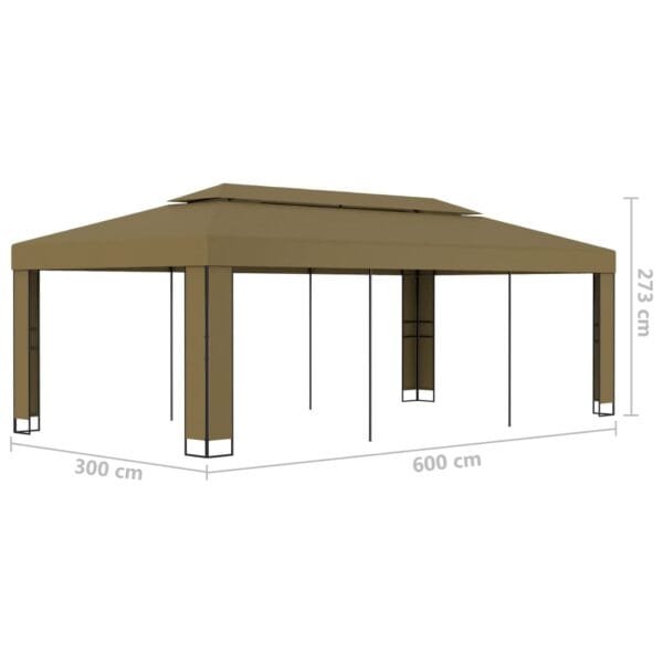 Altana z podwójnym dachem, 3x6 m, taupe, 180 g/m² - obrazek 6