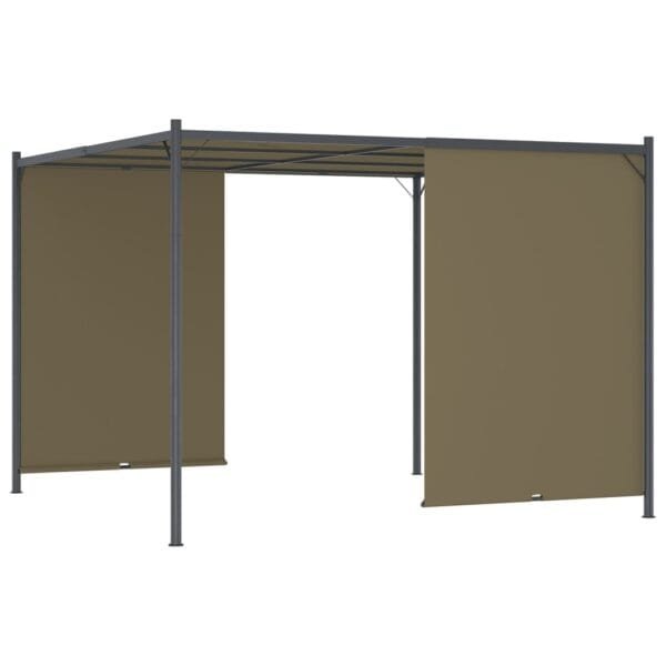 Pergola ogrodowa ze zwijanym dachem, 3x3 m, taupe, 180 g/m² - obrazek 4