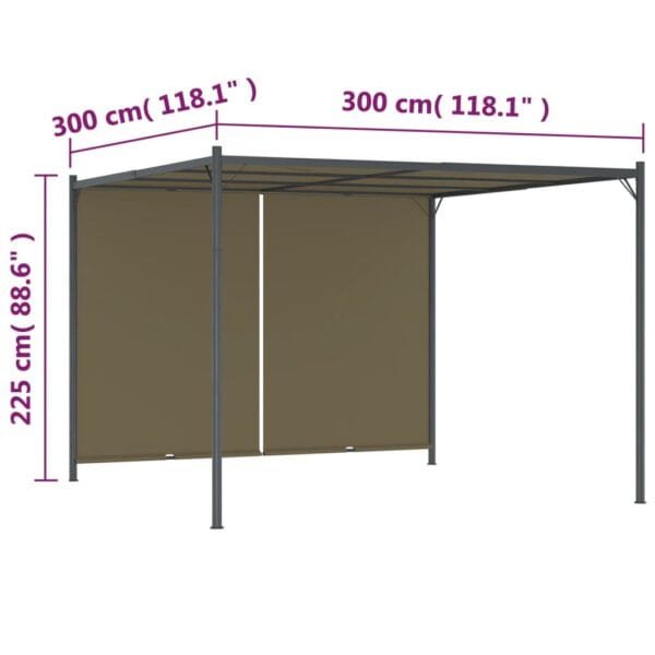 Pergola ogrodowa ze zwijanym dachem, 3x3 m, taupe, 180 g/m² - obrazek 7