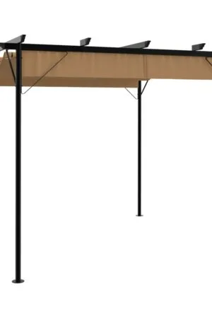 Pergola ogrodowa ze zwijanym dachem, taupe, 3x3 m, 180 g/m²