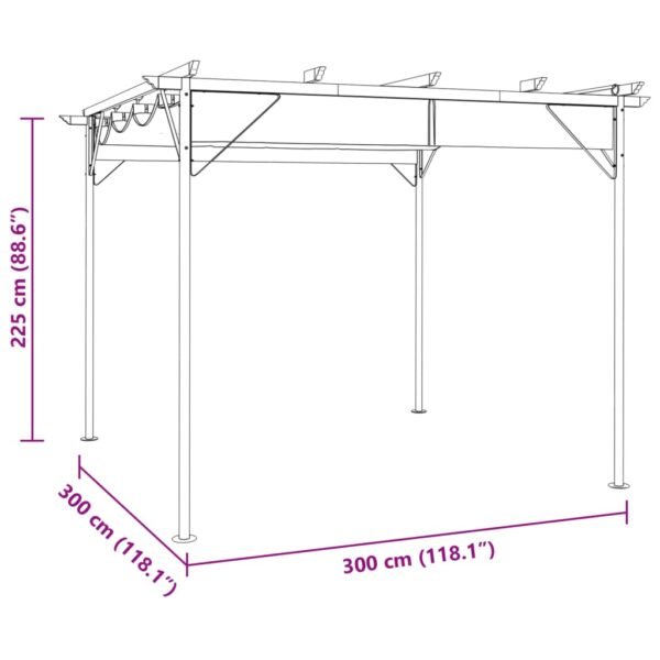 Pergola ogrodowa ze zwijanym dachem, taupe, 3x3 m, 180 g/m² - obrazek 6