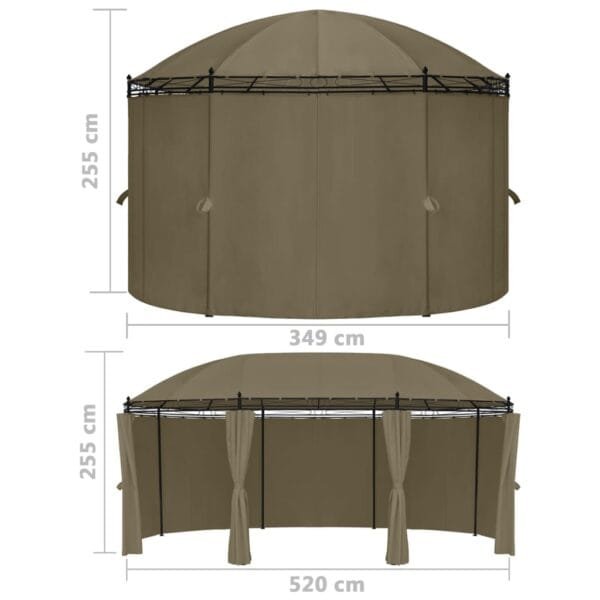 Altana z zasłonami, 520x349x255 cm, kolor taupe, 180 g/m² - obrazek 7