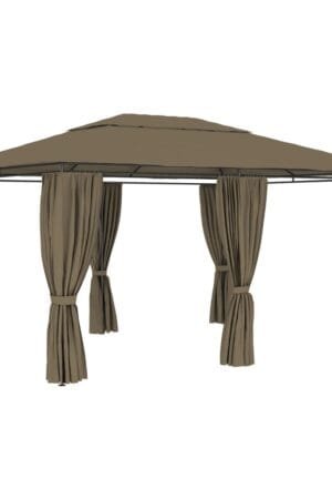 Namiot ogrodowy z zasłonami, 4 x 3 m, taupe, 180 g/m²