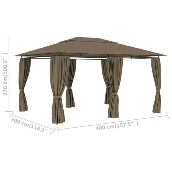 Namiot ogrodowy z zasłonami, 4 x 3 m, taupe, 180 g/m² - obrazek 9