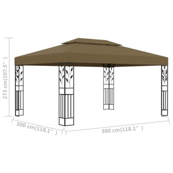 Altana z podwójnym dachem, 3x4 m, taupe, 180 g/m² - obrazek 6