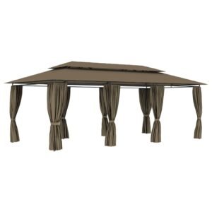 Altana z zasłonami, 600x298x270 cm, kolor taupe, 180 g/m²
