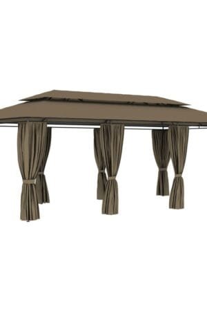 Altana z zasłonami, 600x298x270 cm, kolor taupe, 180 g/m²