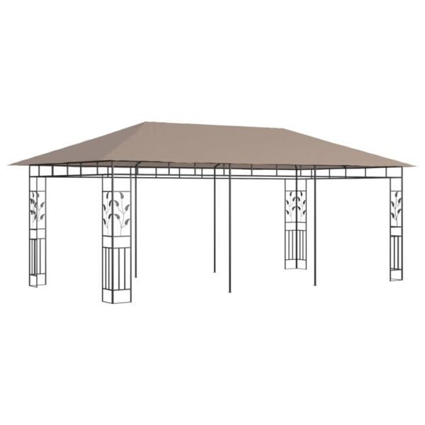 Altana ogrodowa z moskitierą, 6x3x2,73 m, kolor taupe, 180 g/m² - obrazek 2