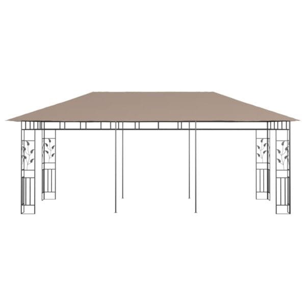 Altana ogrodowa z moskitierą, 6x3x2,73 m, kolor taupe, 180 g/m² - obrazek 3