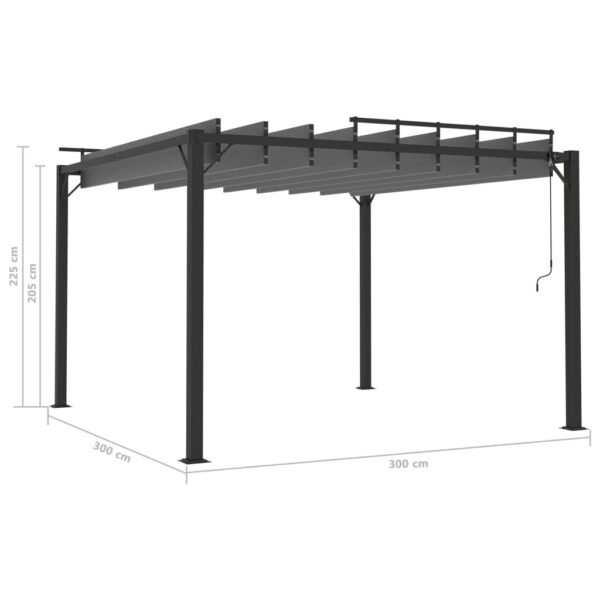 Altana z żaluzjowym dachem 3x3 m, antracyt, tkanina i aluminium - obrazek 8