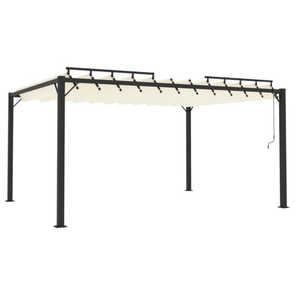Altana z żaluzjowym dachem 3x4 m, kremowa, tkanina i aluminium - obrazek 2
