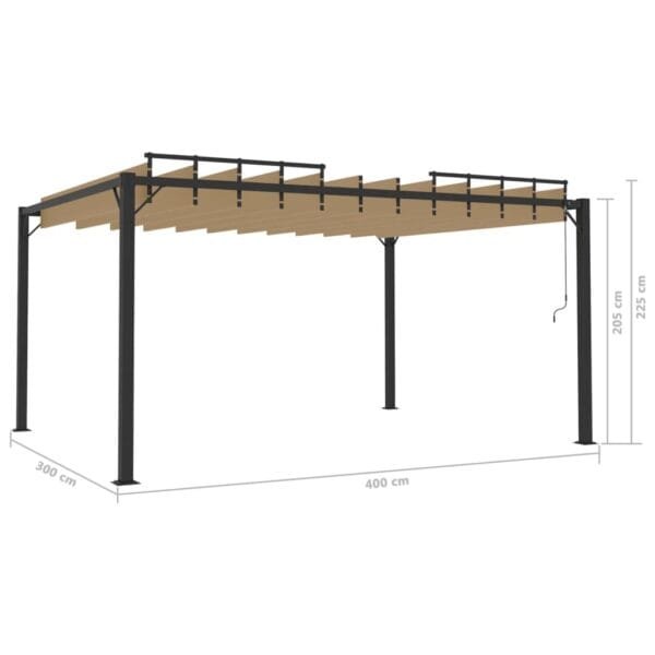 Altana z żaluzjowym dachem 3x4 m, taupe, tkanina i aluminium - obrazek 8