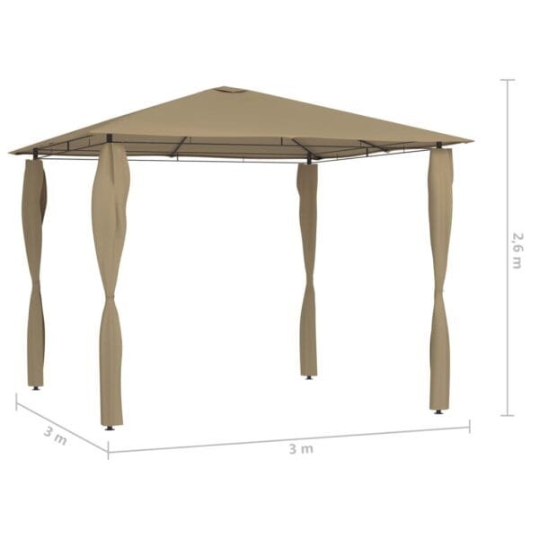 Altana z pokryciem słupków 3x3x2,6 m, taupe, 160 g/m² - obrazek 4