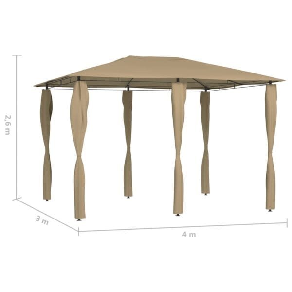 Altana z pokryciem słupków 3x4x2,6 m, taupe, 160 g/m² - obrazek 4