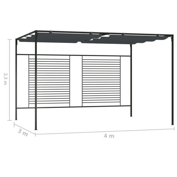 Altana ogrodowa ze zwijanym dachem, 4x3x2,3 m, antracytowa - obrazek 7