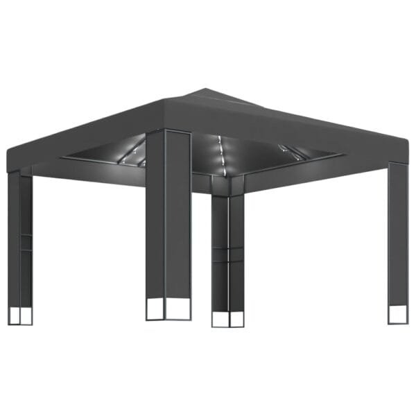 Altana z podwójnym dachem i sznurem lampek LED, 3x3 m, antracyt - obrazek 2