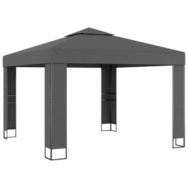 Altana z podwójnym dachem i sznurem lampek LED, 3x3 m, antracyt - obrazek 3